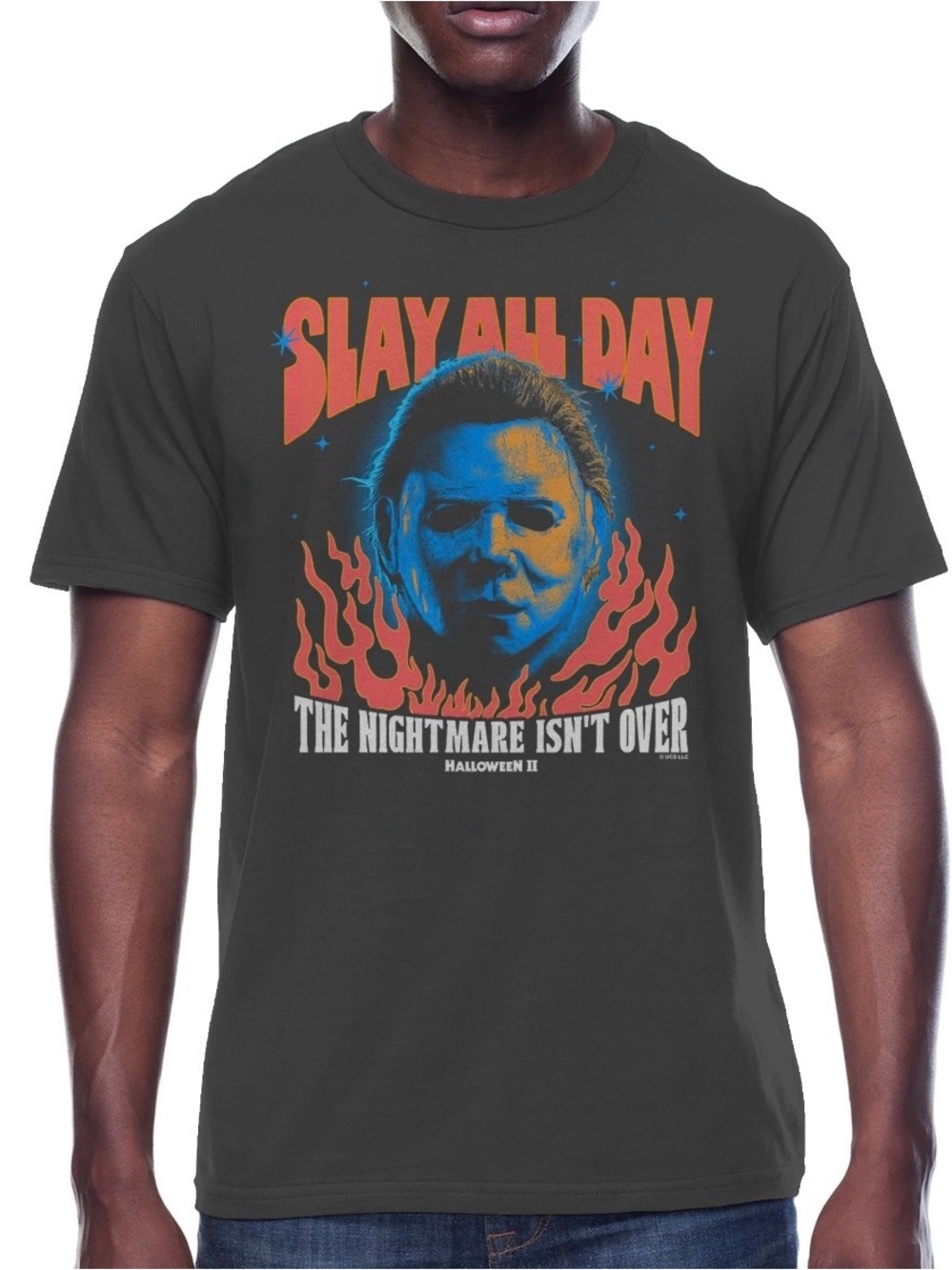 Men’s Halloween II Slay All Day Gray Graphic T-Shirt NWT Size Small